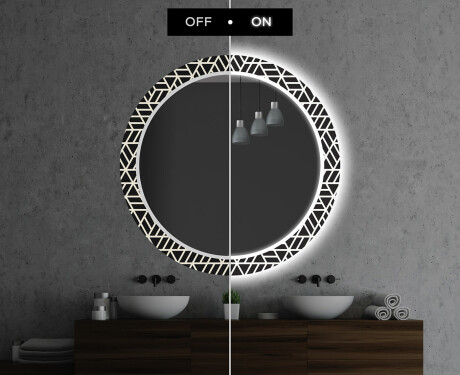 Runder dekorativer Spiegel mit LED-Beleuchtung für das Badezimmer - Triangless #7
