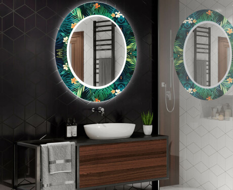 Runder dekorativer Spiegel mit LED-Beleuchtung für das Badezimmer - Tropical #2