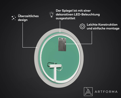 Runder dekorativer Spiegel mit LED-Beleuchtung für das Badezimmer - Tropical #3