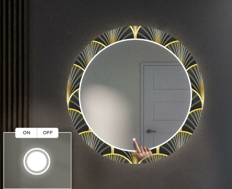 Runder dekorativer Spiegel mit LED-Beleuchtung für den Flur - Art Deco #4