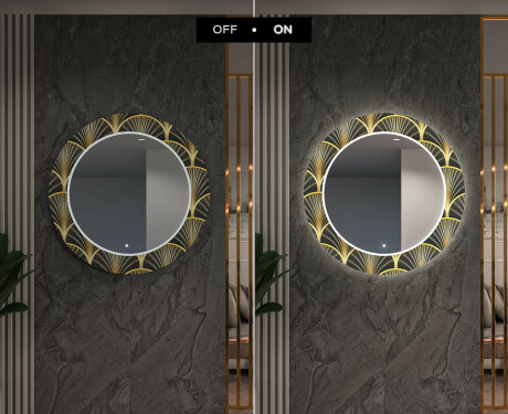 Runder dekorativer Spiegel mit LED-Beleuchtung für den Flur - Art Deco #7