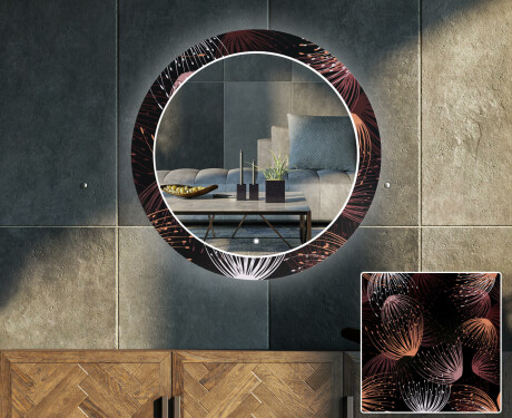 Runder dekorativer Spiegel mit LED-Beleuchtung für das Wohnzimmer - Dandelion #1