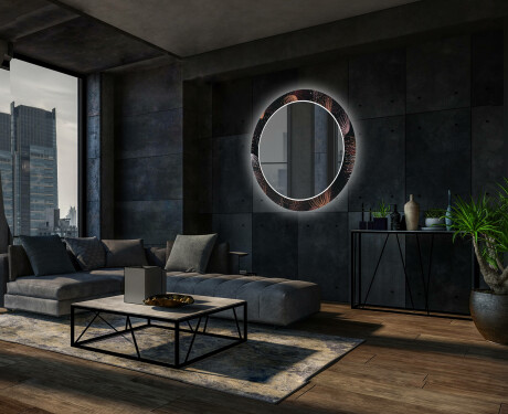 Runder dekorativer Spiegel mit LED-Beleuchtung für das Wohnzimmer - Dandelion #12