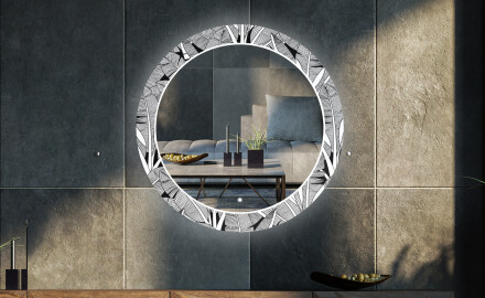 Runder Dekorativer Spiegel Mit LED-beleuchtung Für Das Wohnzimmer - Black and White Jungle
