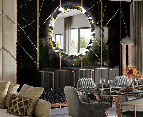 Runder dekorativer Spiegel mit LED-Beleuchtung für das Esszimmer - Bells Flowers #2