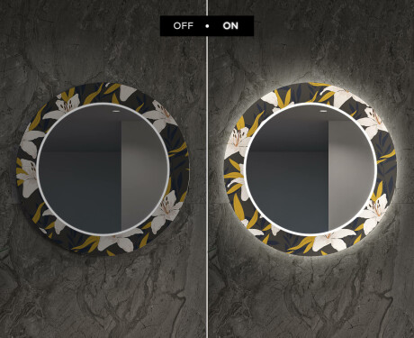 Runder dekorativer Spiegel mit LED-Beleuchtung für das Esszimmer - Bells Flowers #7