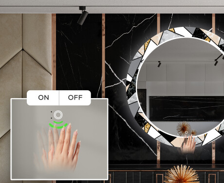 Runder dekorativer Spiegel mit LED-Beleuchtung für das Esszimmer - Marble Pattern #5