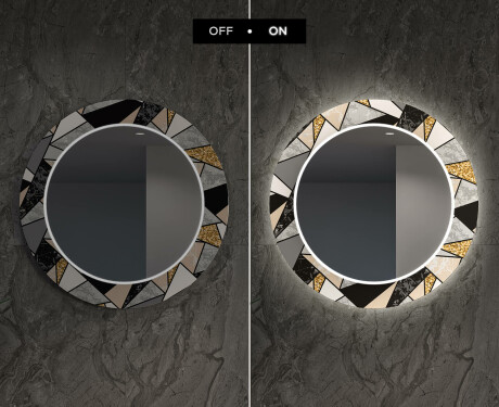 Runder dekorativer Spiegel mit LED-Beleuchtung für das Esszimmer - Marble Pattern #7