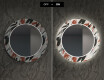 Runder dekorativer Spiegel mit LED-Beleuchtung für das Wohnzimmer - Leaves #7
