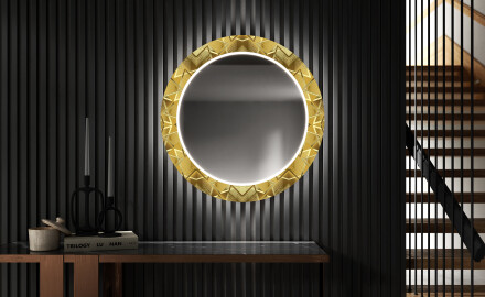 Runder Dekorativer Spiegel Mit LED-beleuchtung Für Den Flur - Gold Triangles