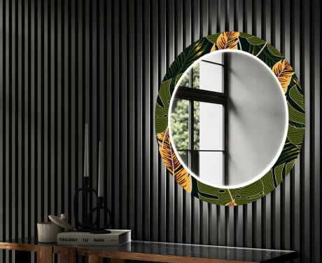 Runder dekorativer Spiegel mit LED-Beleuchtung für den Flur - Botanical Flowers #2