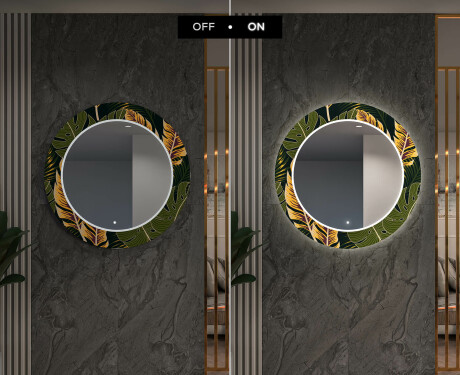 Runder dekorativer Spiegel mit LED-Beleuchtung für den Flur - Botanical Flowers #7