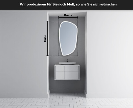 Unregelmäßiger asymmetrischer Spiegel mit LED Beleuchtung I222 #3