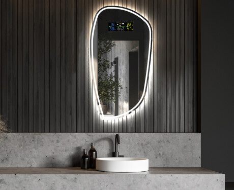 Unregelmäßiger asymmetrischer Spiegel mit LED Beleuchtung I223 #5