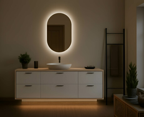 Badspiegel mit LED Beleuchtung 50x80cm mit kaltem LED-Licht 7000K, warmem Licht 3000K oder neutralem Licht 4500K