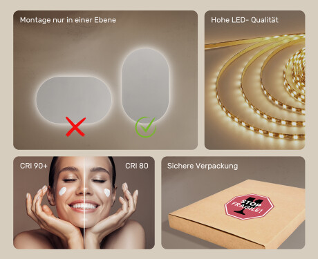 Badspiegel mit LED Beleuchtung 50x80cm mit kaltem LED-Licht 7000K, warmem Licht 3000K oder neutralem Licht 4500K #5