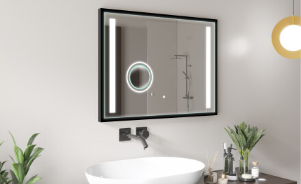 Spiegel mit Rahmen und LED Industrial Beleuchtung FrameLine L02