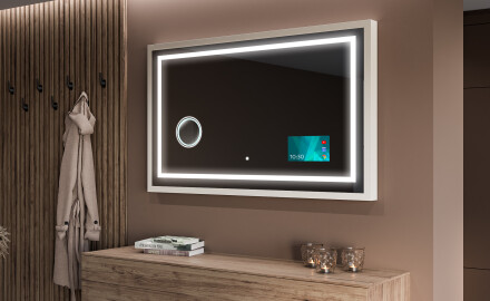 Spiegel mit Rahmen und LED Industrial Beleuchtung FrameLine L15