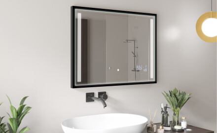 Spiegel mit Rahmen und LED Industrial Beleuchtung FrameLine L131