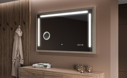 Spiegel mit Rahmen und LED Industrial Beleuchtung FrameLine L134