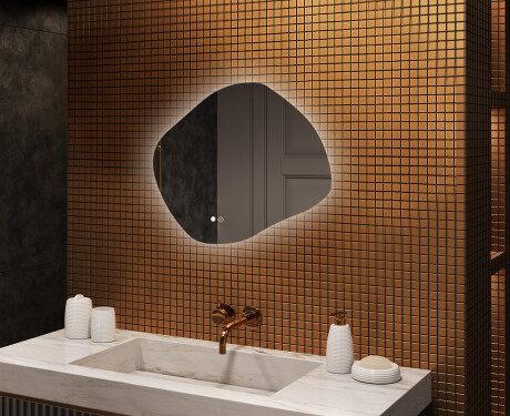 Badezimmerspiegel mit Beleuchtung, zweifarbig, Touch‑Schalter, Heizmatte
