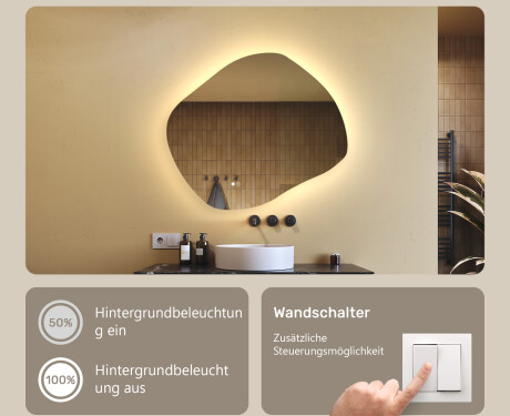 Badezimmerspiegel mit Beleuchtung, zweifarbig, Touch‑Schalter, Heizmatte #4