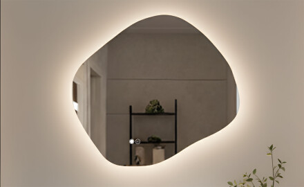 Badezimmerspiegel mit Beleuchtung, zweifarbig, Touch‑Schalter, Heizmatte