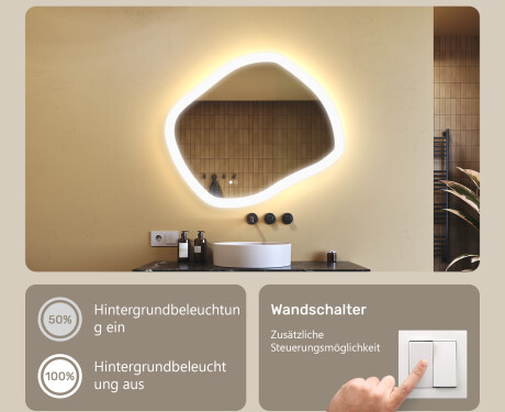 Badezimmerspiegel mit Beleuchtung, Dual-Farbtemperatur, Touch-Schalter, Heizmatte #4