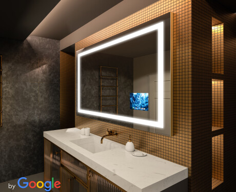 Smart Google Rechteckig Badspiegel mit LED Beleuchtung L15 #1