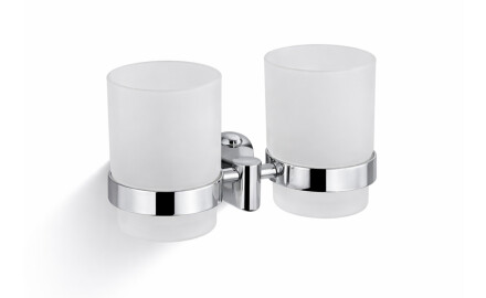 CLASSIC – Halterung mit zwei Bechern / Chrom, mattes Glas