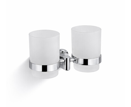 CLASSIC – Halterung mit zwei Bechern / Chrom, mattes Glas