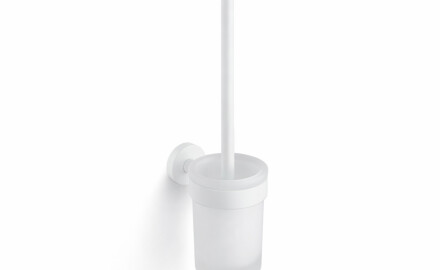 CLASSIC – Hängende Toilettenbürste / Behälter aus mattem Glas / mattweiß