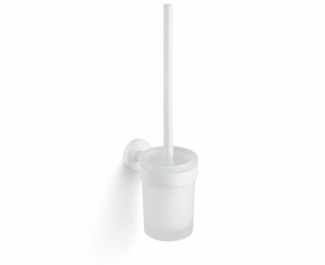 CLASSIC – Hängende Toilettenbürste / Behälter aus mattem Glas / mattweiß