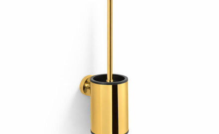 CLASSIC – Niedrige hängende Toilettenbürste / Metallbehälter, Einsatz aus Kunststoff / goldglänzend
