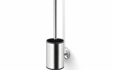 CLASSIC – Niedrige hängende Toilettenbürste / Metallbehälter, Silikonbürstenkopf / Chrom