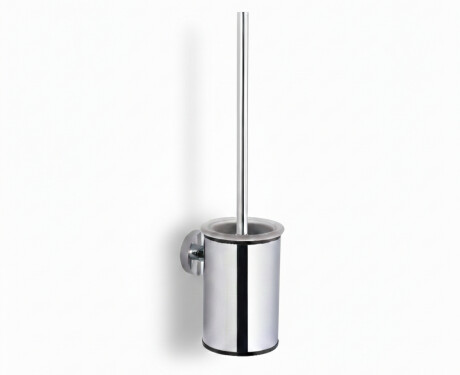 CLASSIC – Niedrige hängende Toilettenbürste / Metallbehälter, Glasaufsatz / Chrom