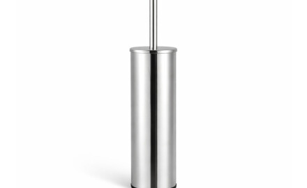 CLASSIC – Hohe, freistehende Toilettenbürste / Metallbehälter, Einsatz aus Kunststoff / Chrom
