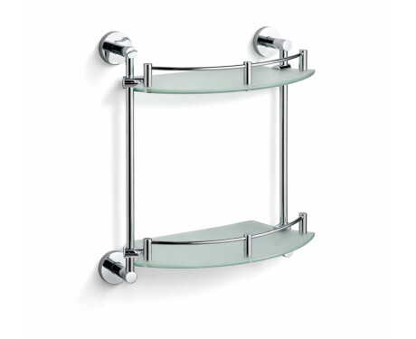 CLASSIC – Halbrundes Doppelregal / Chrom, mattes Glas