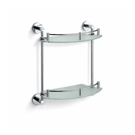 CLASSIC – Halbrundes Doppelregal / Chrom, mattes Glas #1