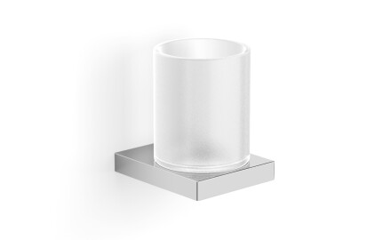 KOBE – Halterung mit Becher / Chrom, mattes Glas