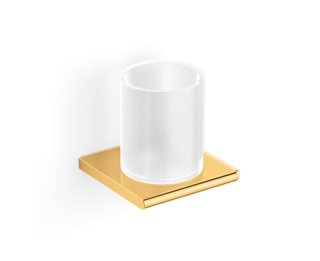 MILANO – Halterung mit Becher / goldglänzend, mattes Glas