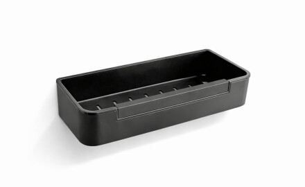 Korb 29x12x5,5 mit Zugband / mattschwarz / schwarzer Kunststoffeinsatz