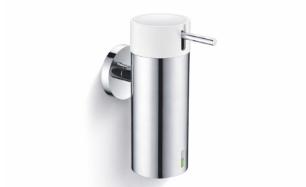 Flüssigseifenspender 0,15 l / polierter Edelstahl / weiße Pumpe + polierter Edelstahl