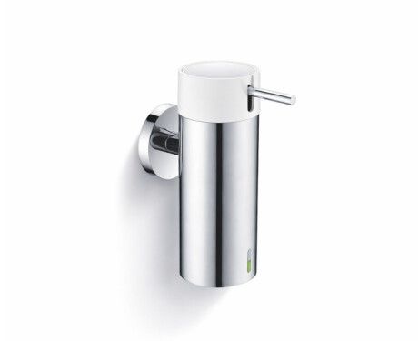 Flüssigseifenspender 0,15 l / polierter Edelstahl / weiße Pumpe + polierter Edelstahl