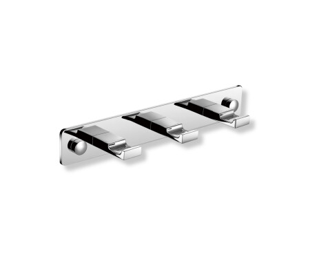 Leiste – 3 flache Handtuchhaken / Chrom