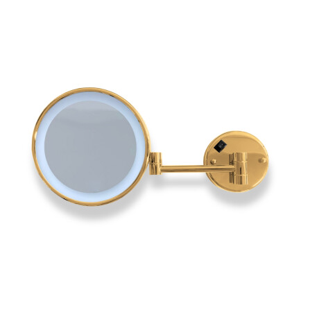 Kosmetikspiegel mit 3-facher Vergrößerung, rund, LED-Beleuchtung mit neutraler Lichtfarbe, schwenkbar, doppelter beweglicher Arm / Goldglanz #1