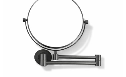 Kosmetikspiegel, gerade, 3-fache Vergrößerung, rund, schwenkbar, doppelter beweglicher Arm / mattschwarz