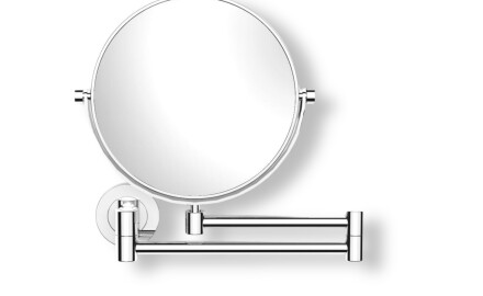 Kosmetikspiegel, gerade, 5-fache Vergrößerung, rund, schwenkbar, mit doppeltem beweglichem Arm / Chrom
