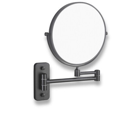 Kosmetikspiegel, gerade, 3-fache Vergrößerung, rund, schwenkbar, mit doppeltem beweglichem Arm / mattschwarz