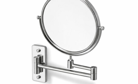 Kosmetikspiegel, gerade, 3-fache Vergrößerung, rund, schwenkbar, doppelter beweglicher Arm / Chrom